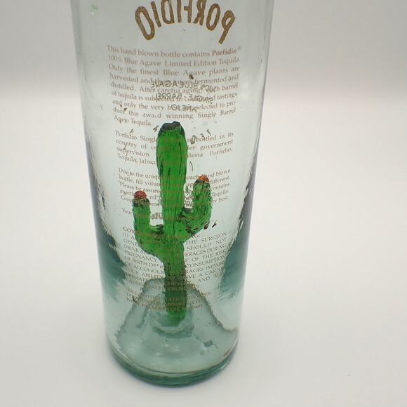 Porfidio Anejo EMPTY Bottle #7583 Green Cactus Hand Blown Art Glass 750ml VG - Picture 9 of 15